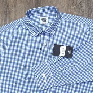 Under 510 Shirt Mens Large Blue White Micro Check Lightweight Button Down